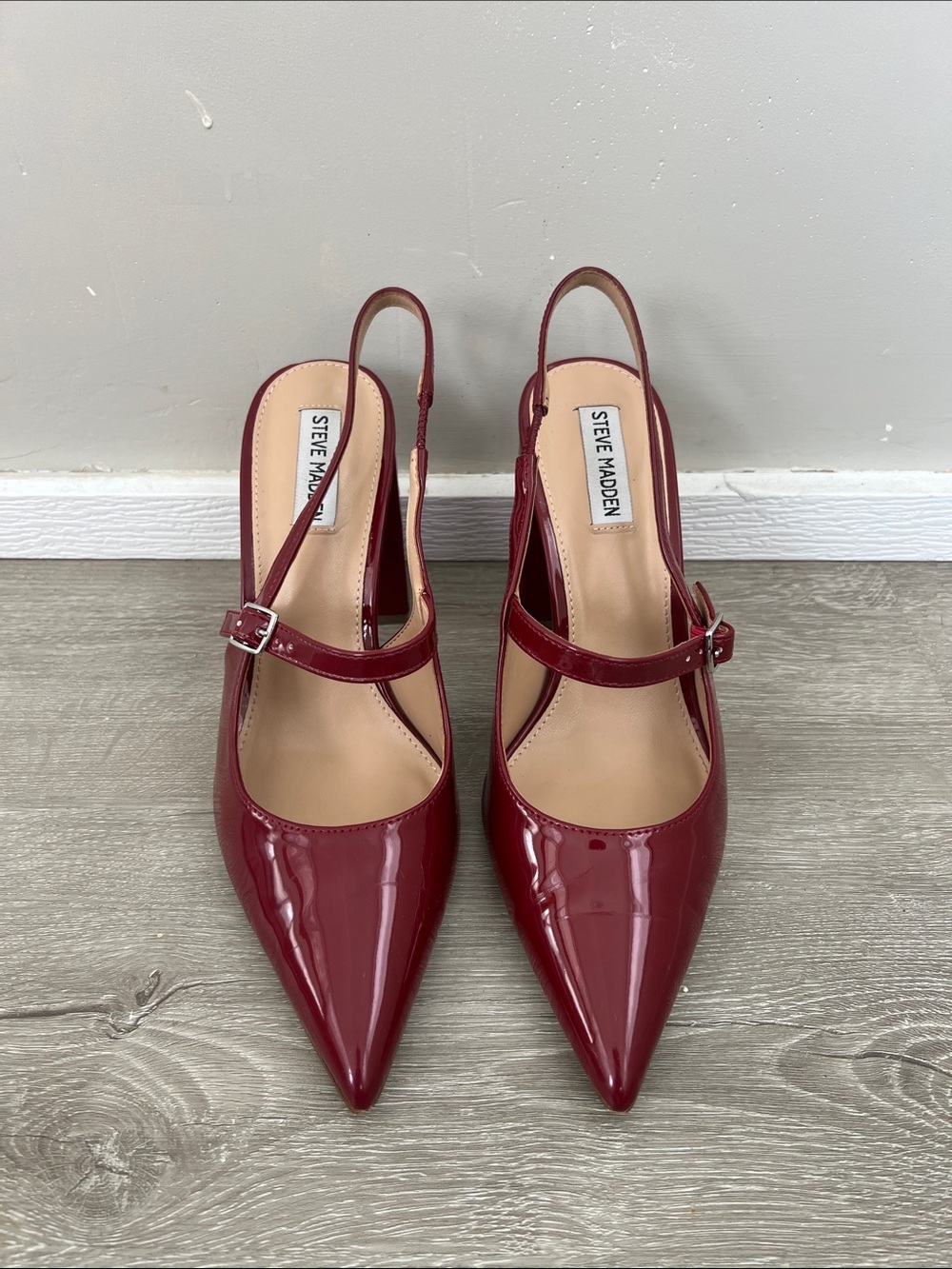 Steve Madden Burgundy Patent Mary Jane Slingback Pumps